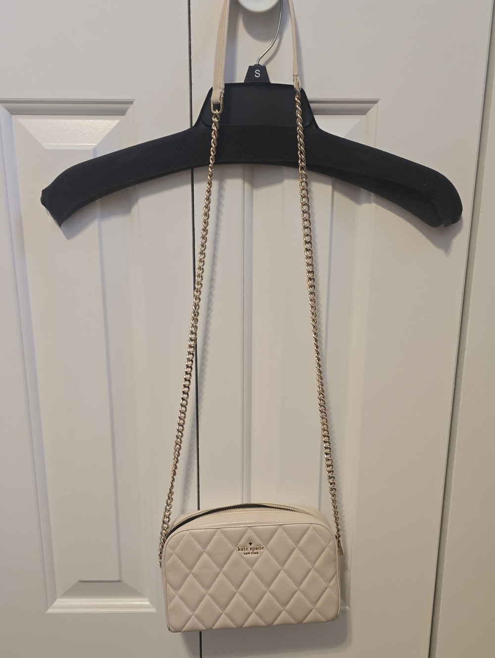 kate spade Cream Quilted Crossbody with Gold Chain Strap
